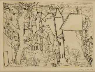 Eduard Bargheer - Blankenese Kaltnadelradierung (1960)